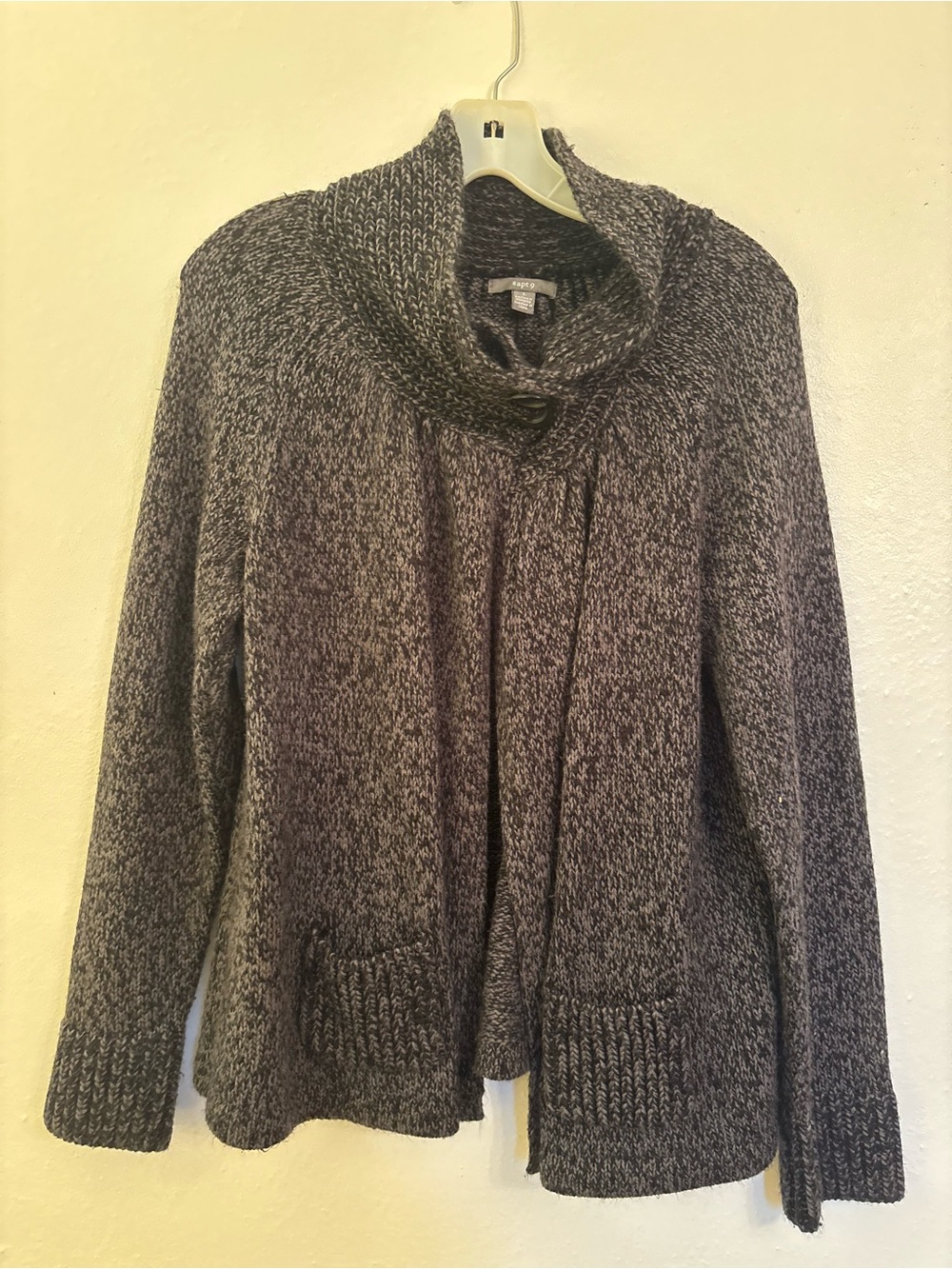 Apt. 9 Charcoal Marled Cowl Neck Open Cardigan